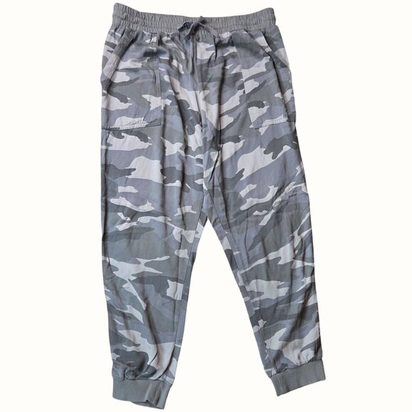 Splendid Pants - Splendid Gray Camo Print Drawstring Casual Rayon Jogger Pants Women's Size XL
